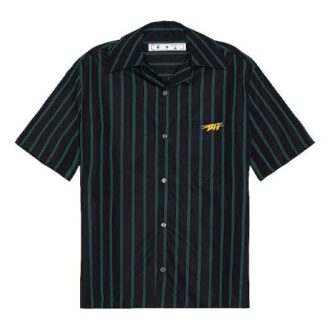Chemise à manches courtes à rayures et col cubain pour homme, collection automne-hiver 2020