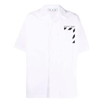 Chemise à manches courtes unie imprimée, blanche