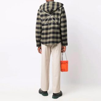 Chemise à manches longues à capuche à carreaux avec logo imprimé motif Arrows FW21, version verte