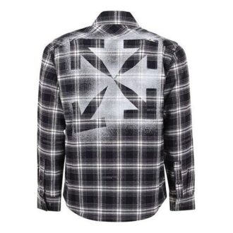 Chemise à manches longues à carreaux avec imprimé flèche, noire