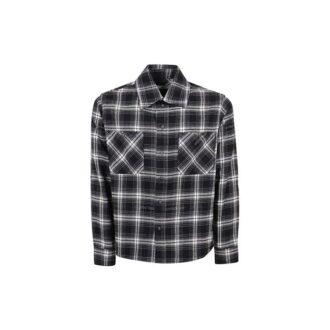 Chemise à manches longues à carreaux avec imprimé flèche, noire