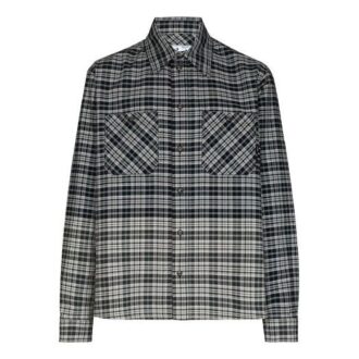 Chemise à manches longues à carreaux avec poche poitrine SS21, coupe ample, noir et gris