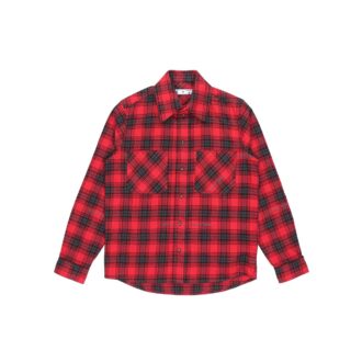 Chemise à manches longues à carreaux et imprimé flèches, rouge