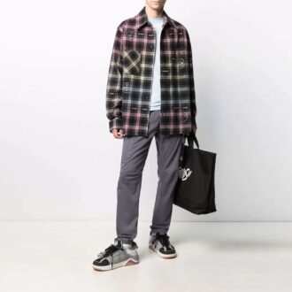 Chemise à manches longues à carreaux et logo FW21, coupe ample