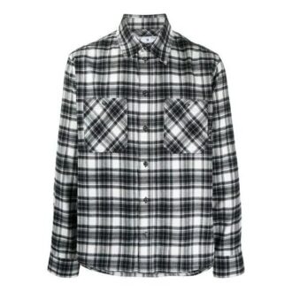 Chemise à manches longues à carreaux SS21, noire