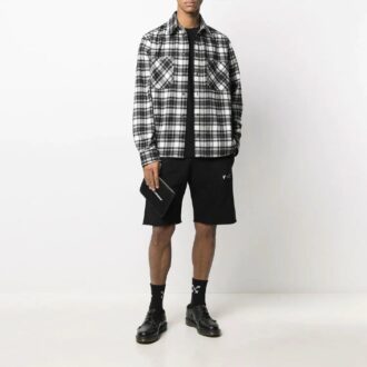 Chemise à manches longues à carreaux SS21, noire