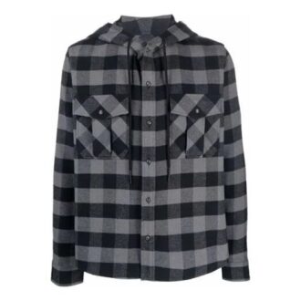 Chemise à manches longues croisées en flanelle à carreaux Off-White pour homme, couleur noire