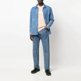 Chemise à manches longues en Denim dégradé, bleue