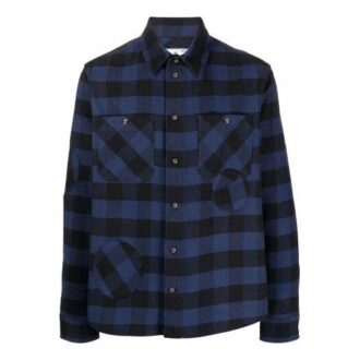 Chemise à manches longues en flanelle à carreaux, coupe ample, bleue