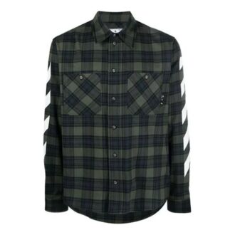 Chemise à manches longues en flanelle à carreaux imprimés rayés SS21, verte