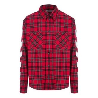 Chemise à manches longues en flanelle à carreaux SS21, coupe ample, rouge