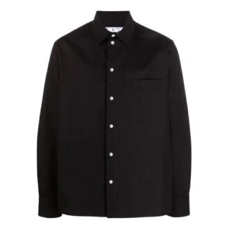 Chemise à manches longues et poche poitrine FW21, coupe ample, noire