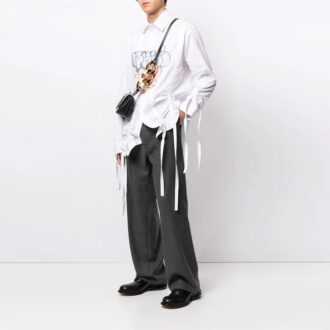 Chemise à manches longues imprimée d&rsquo;un logo graffiti SS21, blanche