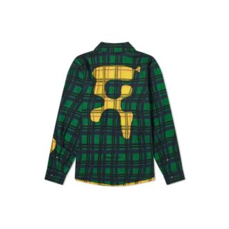Chemise à manches longues imprimée en flanelle pour homme, verte