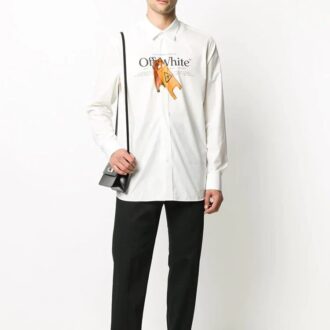 Chemise à manches longues imprimée FW20 pour homme, blanche
