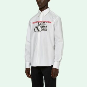 Chemise à manches longues imprimée SS21 Blanc