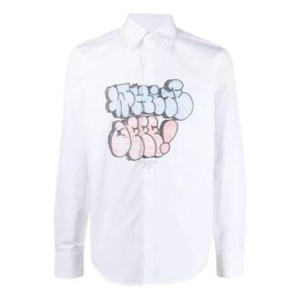 Chemise à manches longues imprimée SS21, blanche