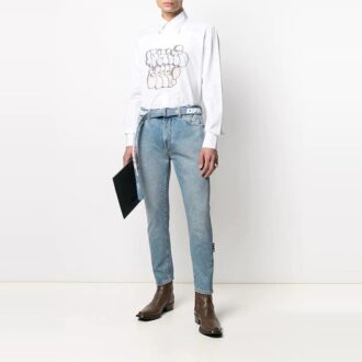 Chemise à manches longues imprimée SS21, blanche