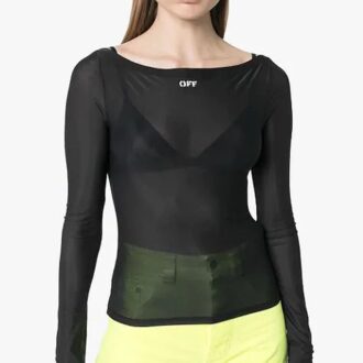 Chemise à manches longues Off-White SS20 avec slogan appliqué, noir