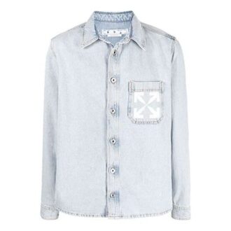Chemise à manches longues unie avec impression de logo, bleu