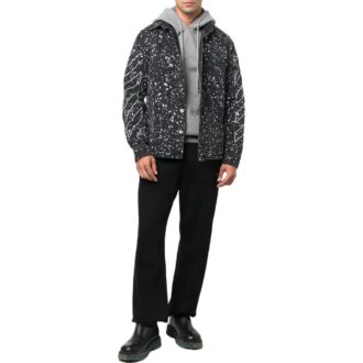 Chemise Off-White pour homme FW22 en sergé imprimé, à col droit et manches longues, version standard, noir