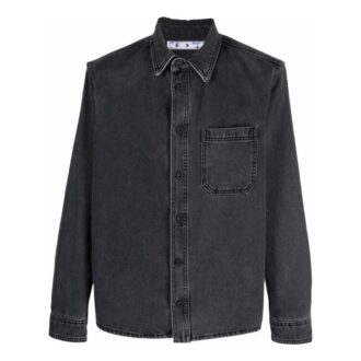 Chemise Off-White pour homme SS22 à col et manches longues en Denim gris