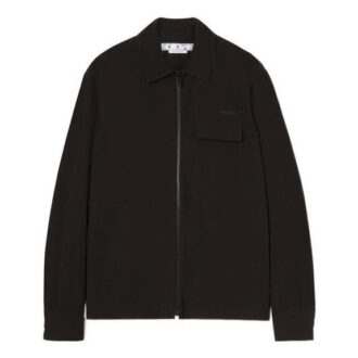 Chemise Off-White pour homme SS22 à logo imprimé sur twill, couleur unie, manches longues, version noire
