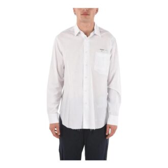 Chemise Off-White pour homme, version à manches longues, imprimé logo, couleur unie, blanche
