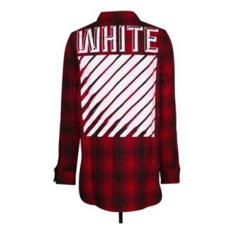 Chemise à rayures et à carreaux rouge Off-White pour homme