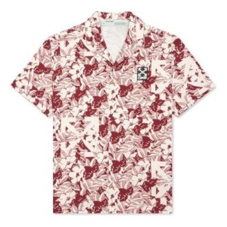 Chemise rouge à manches courtes Off-White pour homme C/O VIRGIL ABLOH Flowers