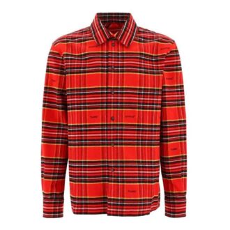 Chemise rouge à manches longues et revers rayés FW22
