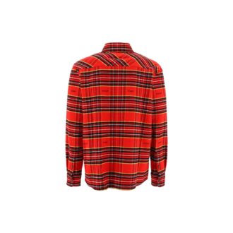 Chemise rouge à manches longues et revers rayés FW22