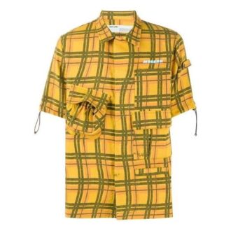 Chemise à shorts à carreaux avec poche, version jaune