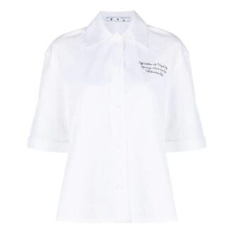 Chemise unisexe à manches courtes brodée SS21, blanche