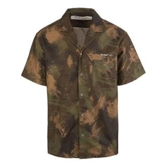 Chemise verte à manches courtes imprimée camouflage Off-White pour homme en shorts