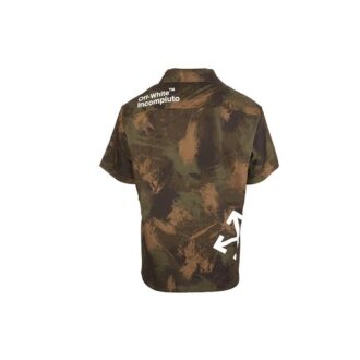 Chemise verte à manches courtes imprimée camouflage Off-White pour homme en shorts