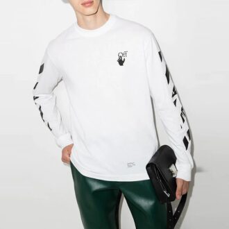 Collection automne-hiver 2021 – T-shirt à col rond et manches longues avec logo Arrows imprimé – Version standard – Blanc