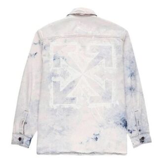 Couleur Rendu des couleurs Encre Veste en Denim ample à revers pour homme, blanche