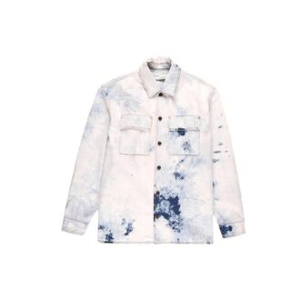 Couleur Rendu des couleurs Encre Veste en Denim ample à revers pour homme, blanche