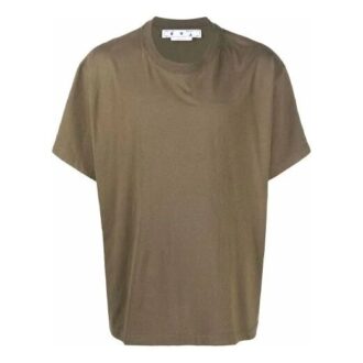 Diag Tab Couleur unie Col rond Shorts Manches courtes Vert olive