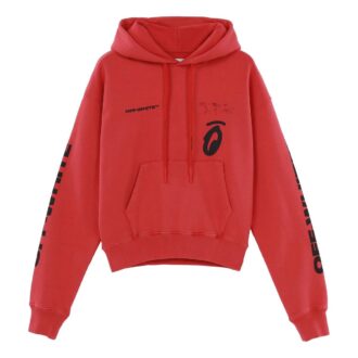 FW19 Sweat à capuche oversize en molleton avec flèches divisées et motif graffiti pour homme, rouge