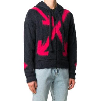 FW20 Fuzzy Arrows Pull à capuche et manches longues pour homme Noir