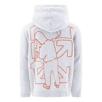 FW20 Pull à capuche imprimé flèches pour homme Gris