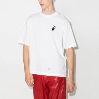 FW21 Caravaggio Motif Arrows Col rond Manches courtes Coupe ample Blanc