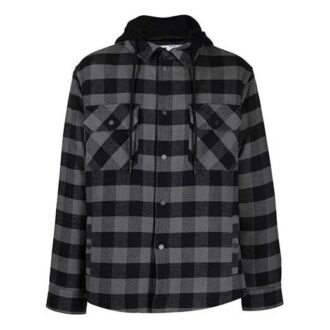 FW21 Chemise à capuche à carreaux, manches longues, coupe ample, noir