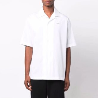 FW21 Chemise à manches courtes et logo, coupe ample, blanche