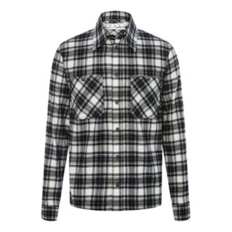 FW21 Chemise à manches longues à motif de grandes flèches imprimées sur fond à carreaux, version noire
