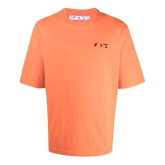 FW21 Imprimé logo sur la poitrine, col rond, Shorts, version standard, orange