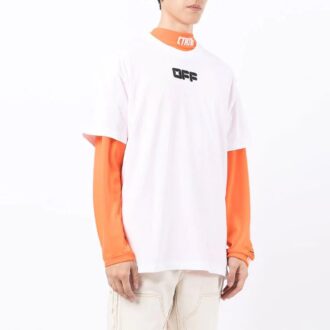 FW21 Imprimé logo sur la poitrine, manches courtes, coupe ample, blanc