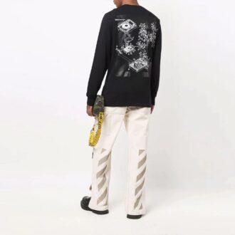 FW21 Imprimé à motifs, manches longues, col rond, version noire